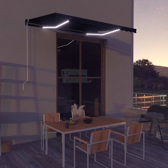 vidaXL Auvent vidaXL avec LED et capteur de vent 600x350 cm Anthracite