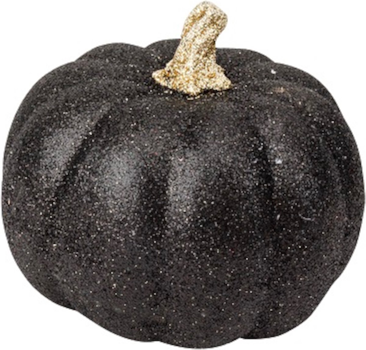 PARTYPRO - Pompoen in zwart en goud glitterhars 12 cm