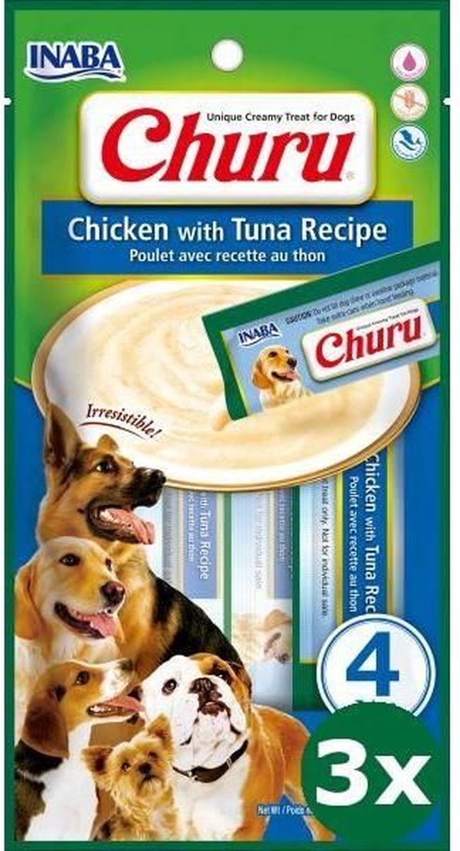3x4x14gr Inaba churu chicken / tuna recipe hondensnack