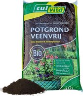 Culvita - Biologische Veenvrije potgrond 40 liter - Potgrond voor kamerplanten & buitenplanten - inclusief organische meststof