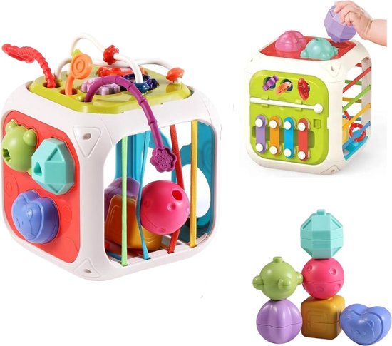 Cube d'activité en bois 7 en 1 - speelgoed Montessori - Centre d'activités  Bébé -... | bol
