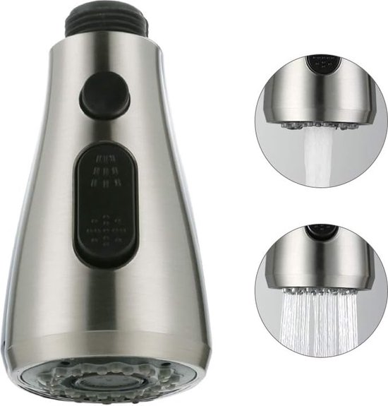Egouttoir à 2 jets, cuisine, 3 fonctions, pomme de rechange, douchette de rechange avec bouton d'arrêt, tête de rechange, robinet, douchette de rinçage pour robinet de cuisine (mat)