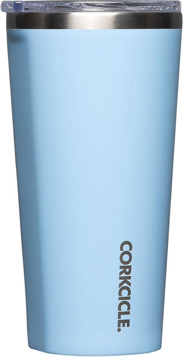 Corkcicle Tumbler 475ml-Baby Baby Blue- RVS- Thermosfles- 9 uur lang koude drinken- 3 uur lang hete drinken-Silicone bodem- anti slip- 3 laags geïsoleerd