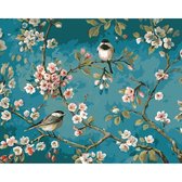 Happy Painter® Diamond Painting animaux adultes - Oiseaux et fleurs heureux - 40x30cm