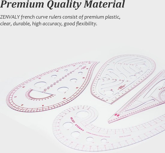 Règle de couture DIY Kit de 7 règles métriques en plastique courbe