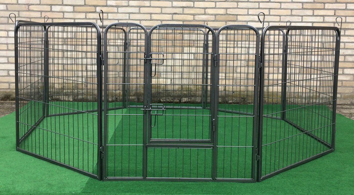 Heavy Dutch Puppyren Hondenren L - 640 cm Omtrek - 80 cm hoog - Antraciet Hamerslag - Hondenkennel - Hondenhok