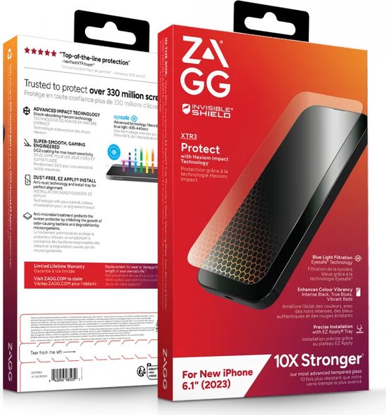 Verre trempé iphone x / xs film protection ecran zagg anti-rayures