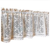 Rideaux transparents rideaux courts, Rideaux de café, rideau à motif de broderie de Bloem creuses de style campagnard, rideau de bistro en dentelle au crochet Vintage (taille : L 90 x H 45 cm)
