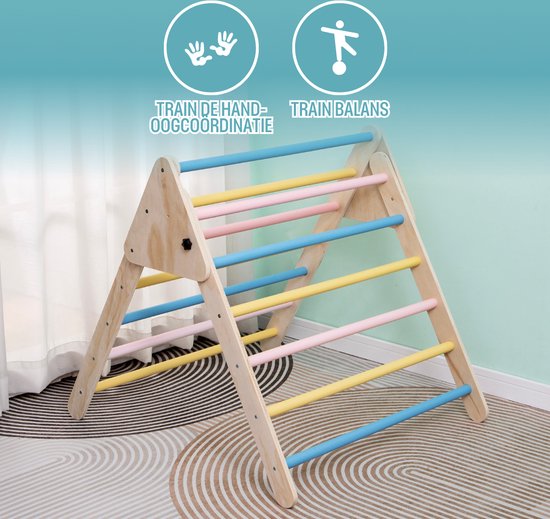 Buxibo Houten Klimrek Naturel - Montessori Speelgoed - 74x60 cm - Naturel van Buxibo — afbeelding 5