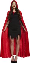 Halloween verkleed cape met capuchon - voor volwassenen - rood - fluweel
