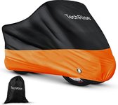 Fietshoes voor 2-3 fietsen, waterdicht, van 190T-nylon, fietsgarage met slotgaten en zak, 220 x 110 x 95 cm, fiets/scooter/motorafdekzeil (oranje)
