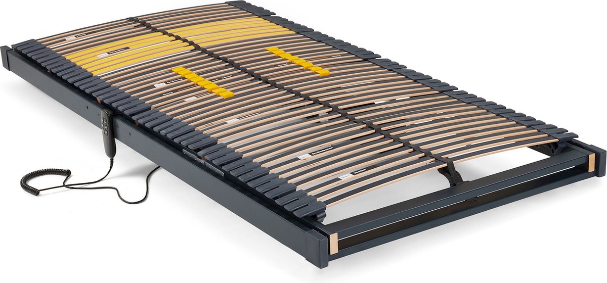 Beter Bed Bossflex 600 Lattenbodem 90 x 220 cm - Elektrisch Verstelbaar - Bedbodem - Bedraad - Max. 120kg - Antraciet/Geel