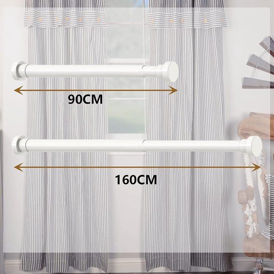 2 stuks telescoopstang, gordijn, uittrekbare douchestang, zonder boren