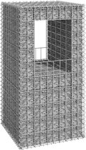 The Living Store Schanskorf paal - 50 x 50 x 100 cm - Gabionmand van roestvrij ijzer - Zilverkleurig - Montage vereist