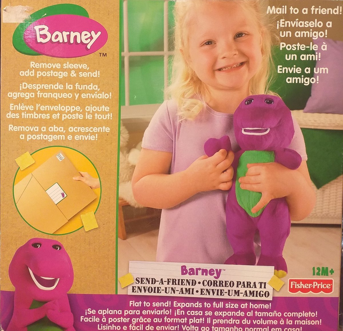 Send a friend Barney knuffel - Stuur een vriend Barney - FISHER PRICE - 28 cm