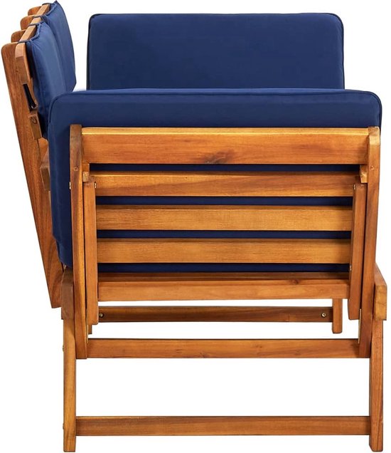 vidaXL Lounge Set - Tuinset - Tuinbank met kussens 2-in-1 190 cm massief acaciahout - Tuinbank - Ligbed - Acacia Hout