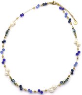 Collier - Perles et Perles - Acier Inoxydable - Longueur 39-45 cm - Blauw