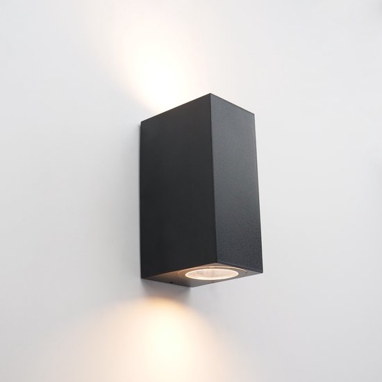 EGLO Jabaga Wandlamp Binnen en Buiten - INCLUSIEF 2 LED LAMPJES (GU10) - 15,5 cm - Zwart