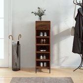 The Living Store Meuble à chaussures Chêne marron - 30x35x105 cm - Matériau durable et espace de rangement suffisant