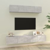 The Living Store TV-meubelset - betongrijs - 80x30x30 cm - 100x30x30 cm
