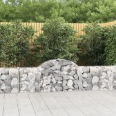 The Living Store Schanskorf - Gabion muur - Decoratieve geluidsisolerende tuinbarrière - 200 x 30 x 60/80 cm - Zilver - Gegalvaniseerd ijzer - 15 stuks