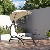 The Living Store Lounger - jardin - 167 x 80 x 195 cm - crème - 100% polyester - textilène