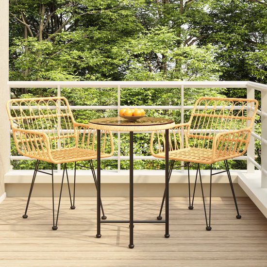The Living Store Tuinset - Rattan - Staal - 55x74 cm - 56x64x80 cm | bol.