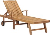 The Living Store Loungebed - Houten - Teakhout - 195x59.5 cm - Verstelbare rugleuning