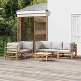 The Living Store Bamboe Loungeset - Modulair ontwerp - Comfortabel zitten - Inclusief tafel en kussens - Duurzaam materiaal