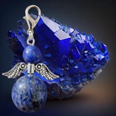 Beschermengel lapis lazuli Hanger zilver, tashanger, sleutelhanger, geluksengel, kerstengel, kersthanger, kerst ornament, kerst, cadeau, autodecoratie, geluksengel, bescherm engel, engel, edelsteen, spiritueel, babyshower, kerstpakket