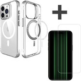 iMoshion Geschikt voor MagSafe Hoesje & Screenprotector Gehard Glas Geschikt voor iPhone 15 Pro Max - Transparant