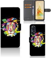 GSM Hoesje OPPO Reno8 T 4G Book Cover Lion Color