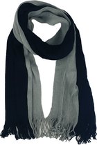 Herensjaal winter wintersjaal 2 kleuren van acryl 180 x 30 centimeter kleur zwart grijs