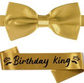 2 pièces Birthday King set or avec noeud papillon et ceinture - anniversaire - anniversaire - roi - or - ceinture - noeud papillon - noeud papillon
