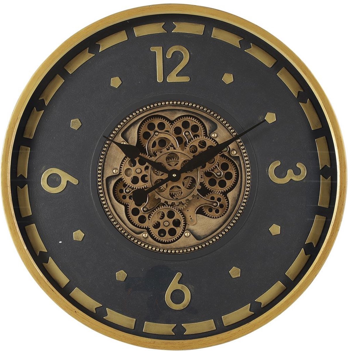 Wandklok Dennison Zwart/Goud - 70 cm