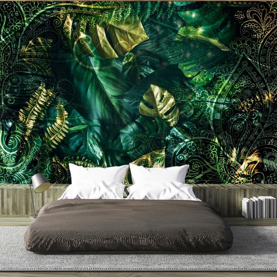 murando Fotobehang tropische Bladeren 250x175 cm Vliesbehang Muurschildering Muur Behang Moderne Wanddecoratie Wandschilderijen XXL Woonkamer Slaapkamer Jungle Natuur zoals geschilderd b C 0776 a a