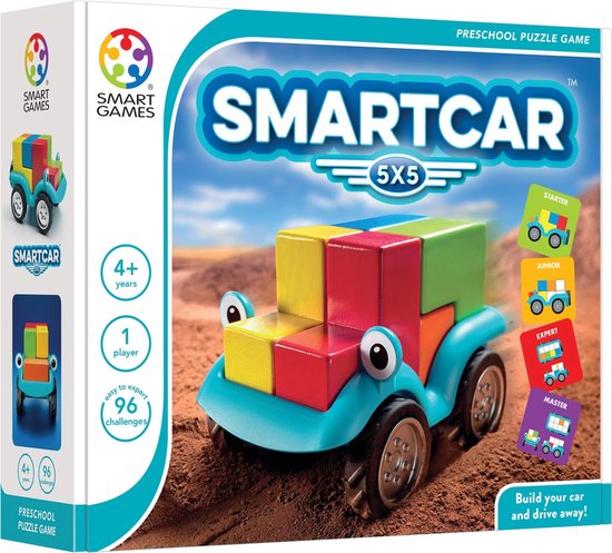 SmartGames - SmartCar 5x5 - Denkpuzzel 3D - 96 opdrachten - Houten blokken - Ruimtelijk inzicht - SmartGames