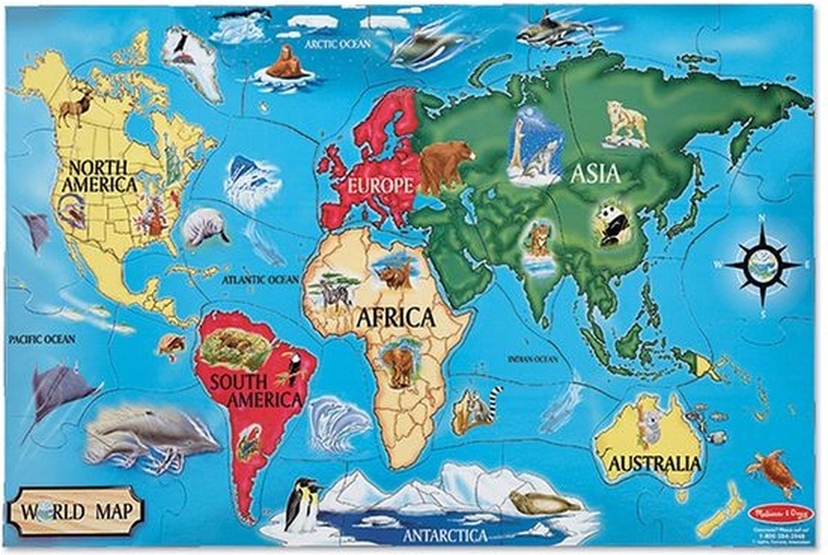 Melissa & Doug - World Map - Vloerpuzzel
