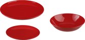 4goodz Services de table en Faïence 6 personnes 18 pièces - Rouge Brillant