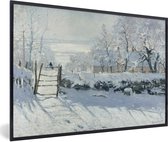 Fotolijst incl. Poster - De ekster - Schilderij van Claude Monet - 60x40 cm - Posterlijst