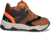 BunniesJR 223844-513 Jongens Hoge Sneakers - Bruin/Zwart/Oranje - Leer - Veters