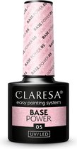 Claresa UV/LED Gellak Base Power #05 - 5ml. - Subtiele roze tint met roze glinsteringen. - Glanzend - Top en/of basecoat