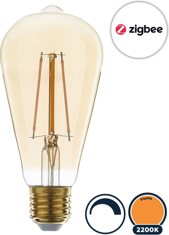 Zigbee led lamp E27 edison 2200K/flame (ST64)