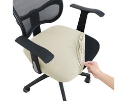 Enkele stoelhoes onderzijde Ecru - Ralfos zitting Bureaustoelhoes - Chair cover - bureaustoel hoes - Ecru - Hoes - Universeel - Voor zitting - Waterafstotende stoelhoes - Stretch - Kantoor en thuisgebruik - Wasmachine bestendig - Cadeau tip