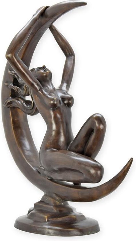 Brons beeld - naakte vrouw - maan - modern - sculptuur - 76,5 cm hoog