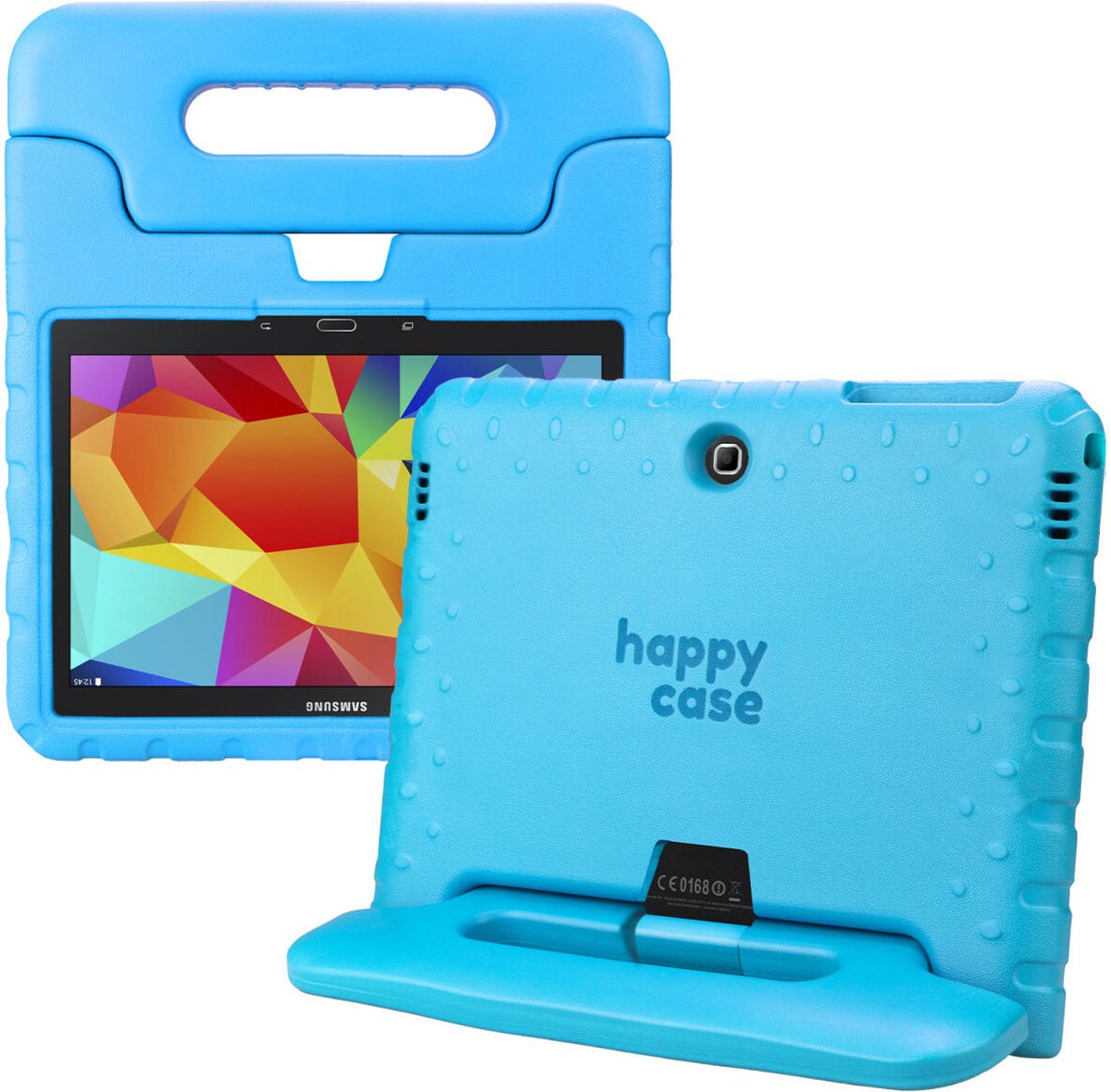HappyCase Kinder Tablethoes Geschikt voor Samsung Galaxy Tab 4 10.1 | Kindvriendelijke Hoes | Beschemhoes | Kinderhoes | met Handvat en Standaard | Blauw