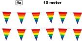 4x vlaggenlijn regenboog 10 meter - Festival thema feest party verjaardag gala jubileum