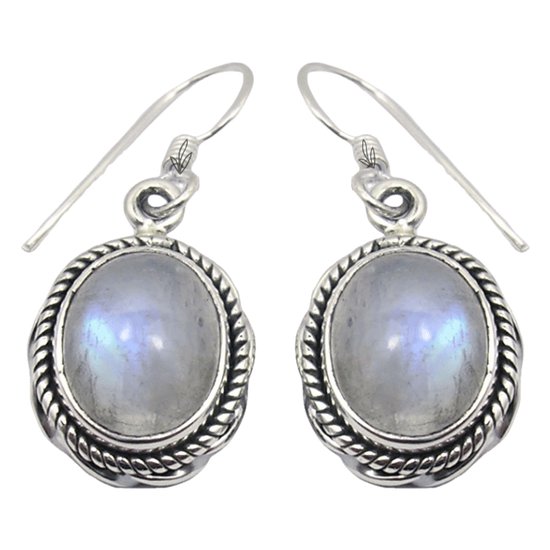 Natuursieraad -  925 sterling zilver maansteen oorhangers oorbellen - Oorbellen Set - 1 Set (2 stuks) - luxe edelsteen sieraad - handgemaakt