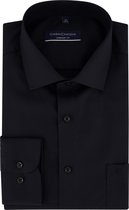 CASA MODA comfort fit overhemd - mouwlengte 72 cm - twill - zwart - Strijkvrij - Boordmaat: 43