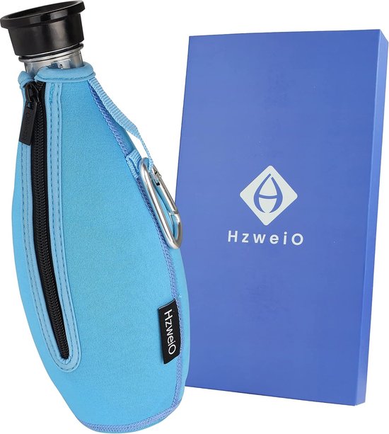 Babyflesje - Premium beschermhoes compatibel met SodaStream Crystal glazen fles - breukbescherming - koeleffect - neopreen hoes voor glazen flessen - ideaal accessoire voor onderweg (blauw)